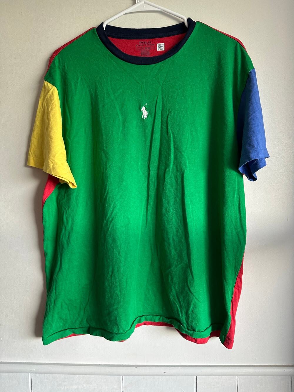 Polo Ralph Lauren Colorblock T Shirt Large Men Green Red Blue Yellow Pony Tee